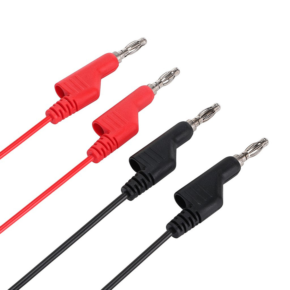 Multimeter Test Lead Set - Stackable Banana Plug to Test Hook, Banana Plug to Al
