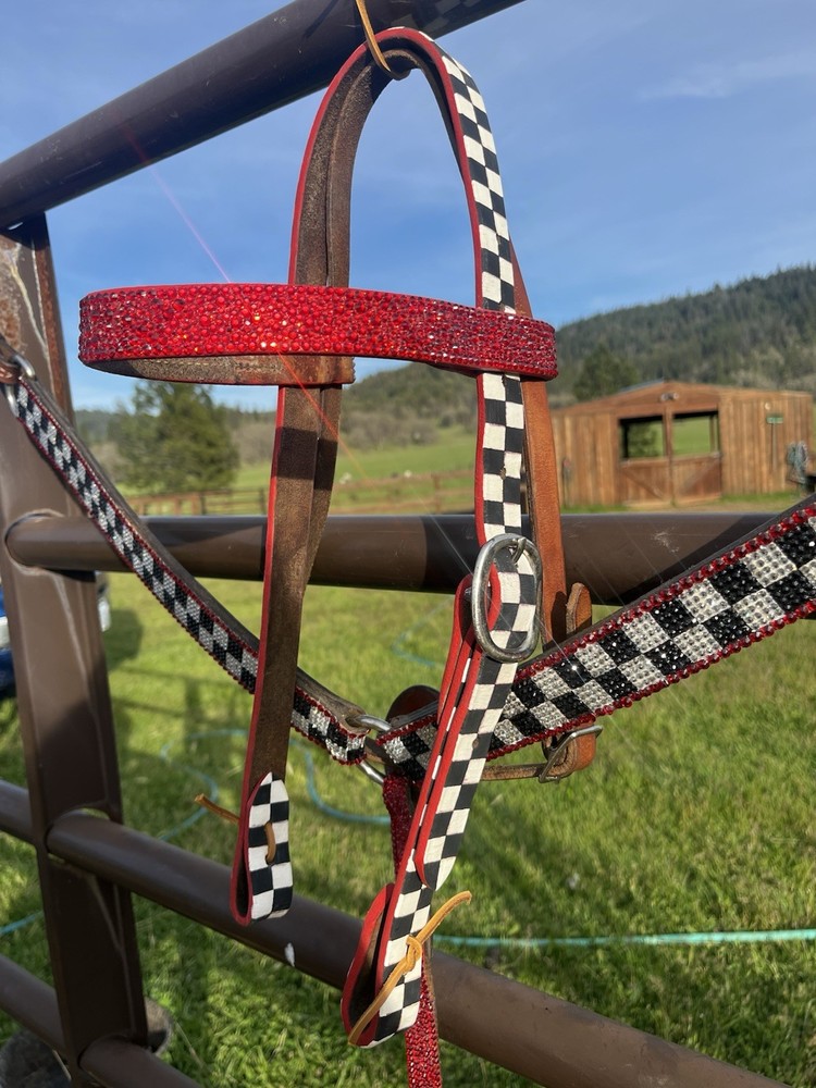 Custom red & checkered tack set