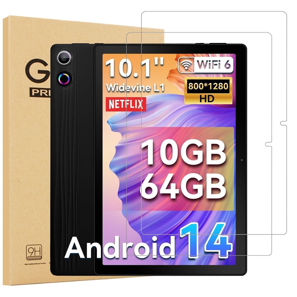 (2 Pack) Tempered Glass Screen Protector For AEEZO 10.1 Inch Android 14 Tablet