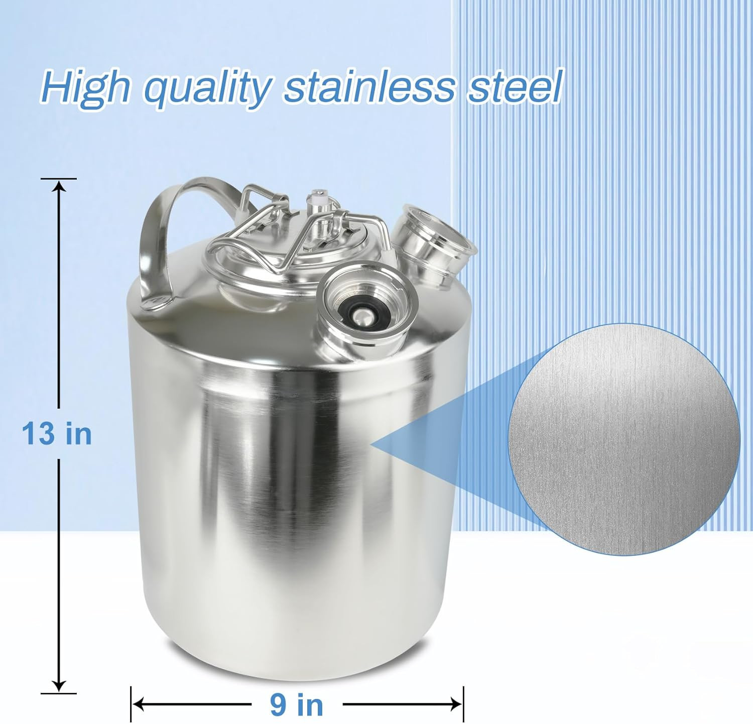 2.5 Gallon/10 L Cleaning Keg, Beer Line Cleaning Kit with 2 D Coupler Made of St