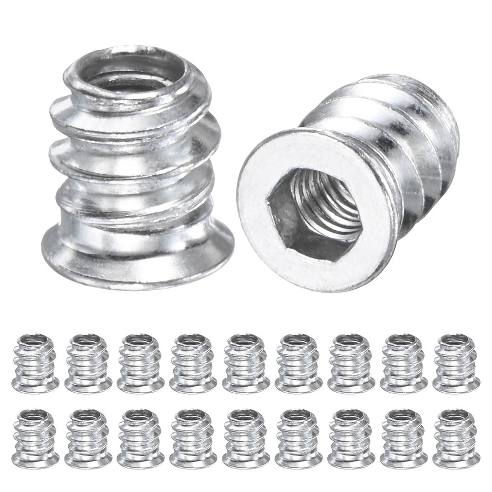 20-Pack Threaded Inserts for Wood, M5x10mm Threaded Insert Nuts [Silver Tone]