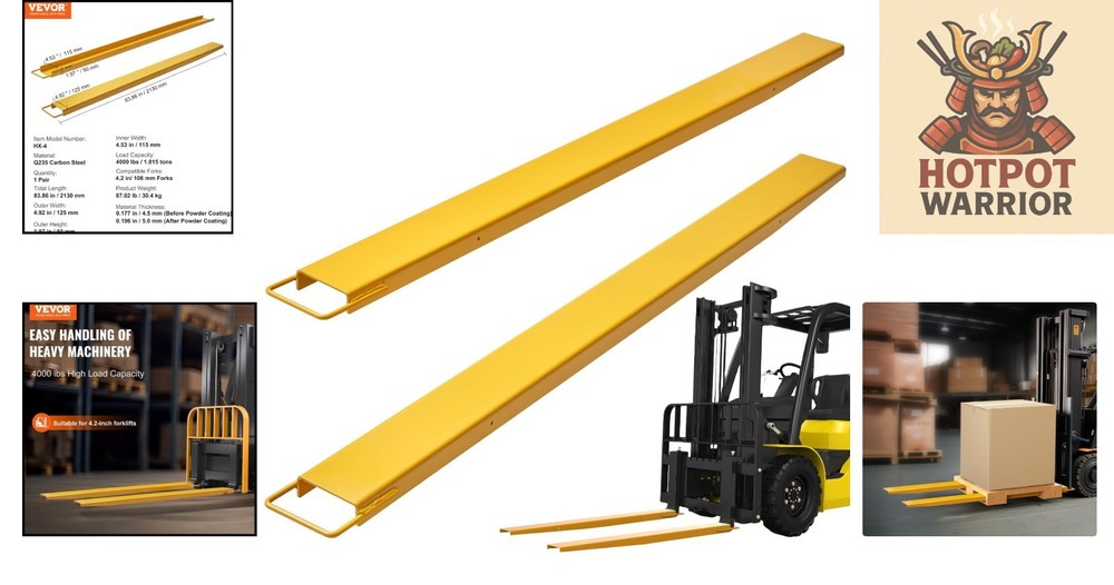 Seamless Welding 84-Inch Fork Extensions for Forklifts - Rust-Resistant Finish