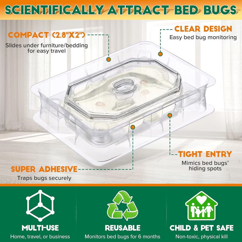 6 Set Bed Bug Detector & Trap, Bedbug Traps with Strong Glue, Bedbug Intercep...