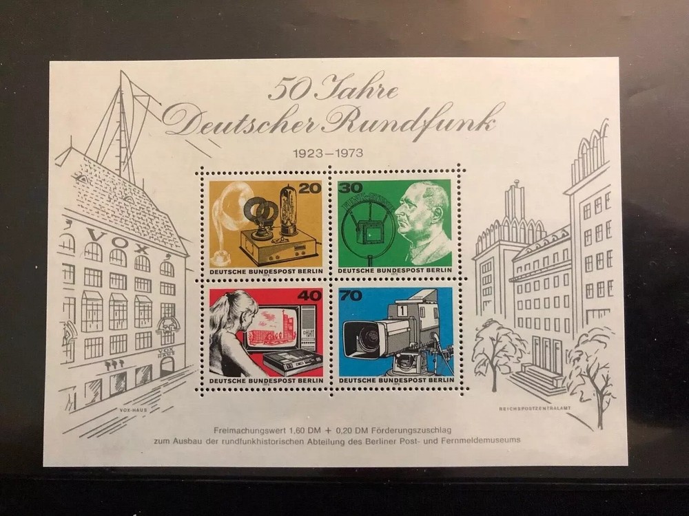 Germany,Berlin, #9N343 Broadcasting 50 years SS, 1973, MNH