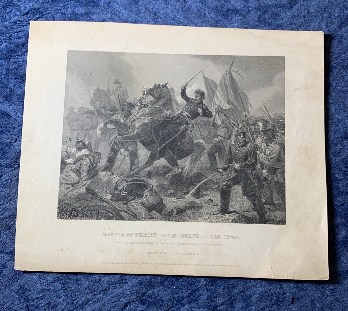 1862 Civil War Print “Battle of Wilson’s Creek—Death of Gen. Lyon”