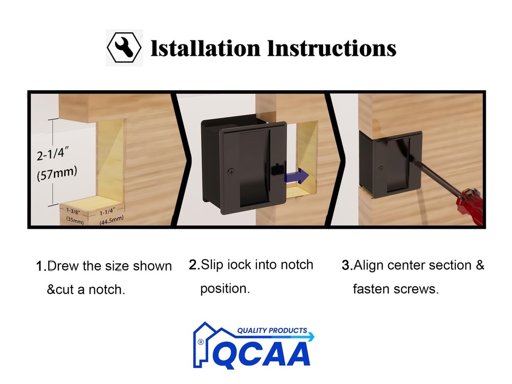 QCAA Solid Brass Sliding Door Pull, Polished Brass, 4 Pack