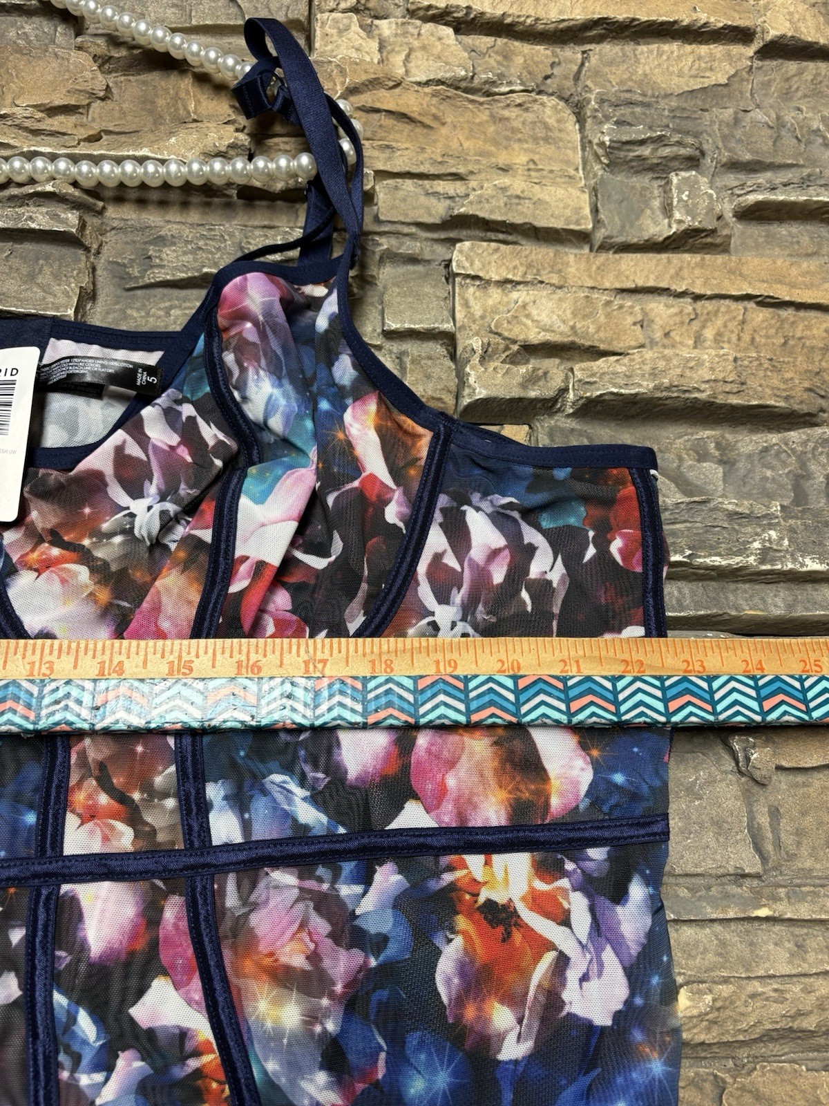 Torrid Curve Bodysuit Floral Print Sheer Mesh Corset Style Lingerie Sz 5 5X NWT