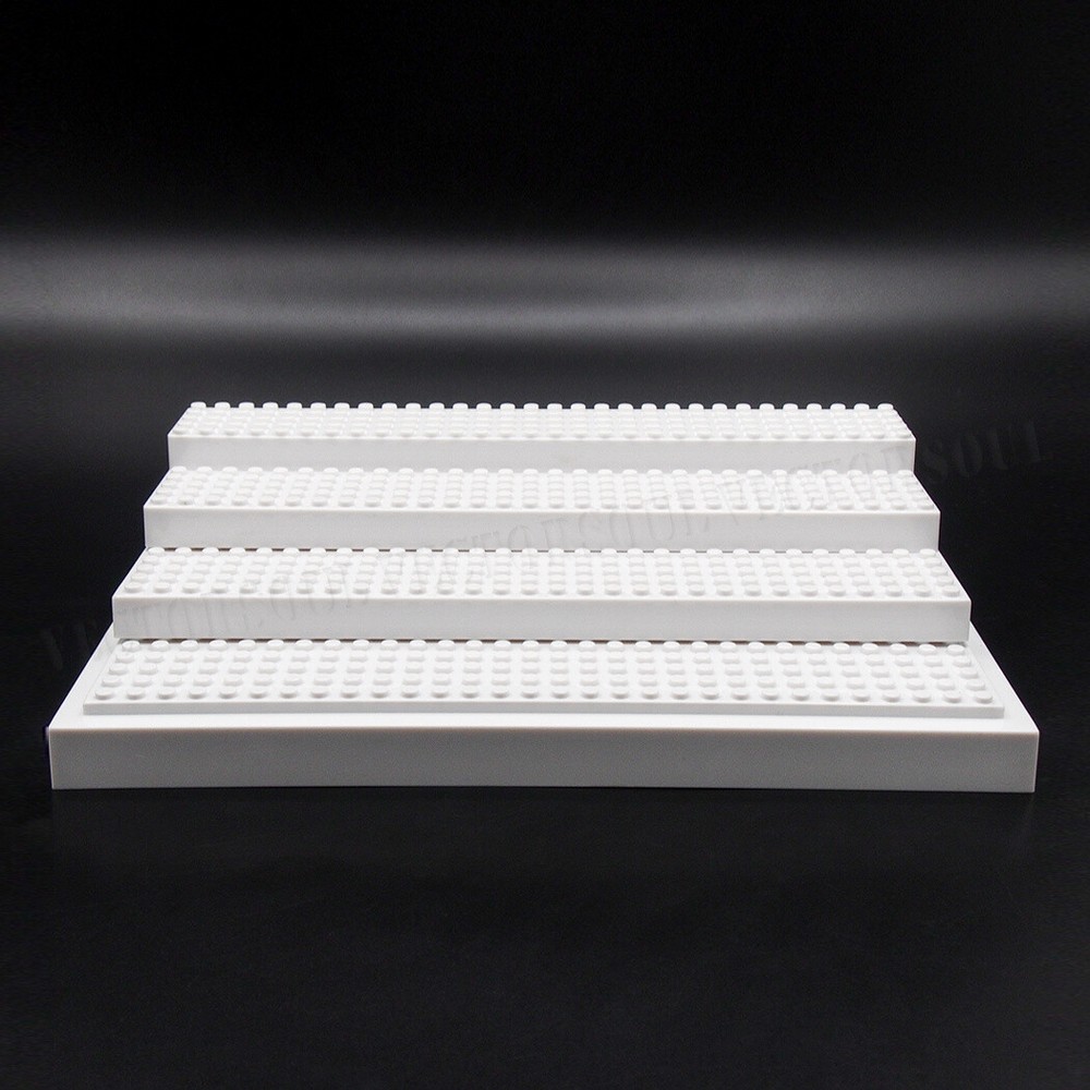 US White Acrylic Display Case Box 4 Steps For Building Blocks Plastic Base 24cm