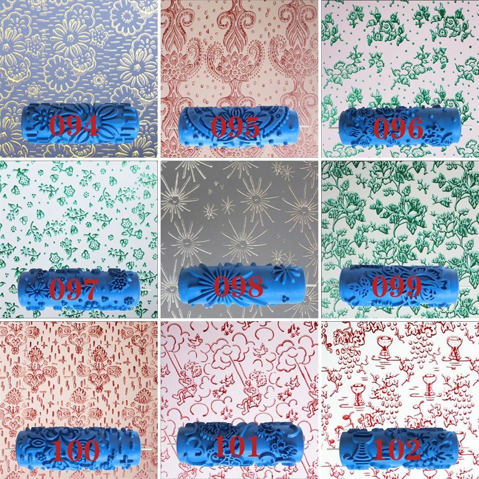5inch Embossed Paint Roller Wall Texture Stencil Brush Floral Pattern Decoration