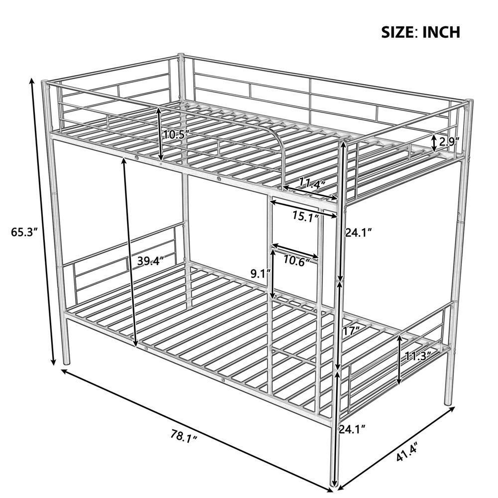 Modern Manhattan Twin-over-Twin Bunk Bed With Solid Stability Metal Frame White