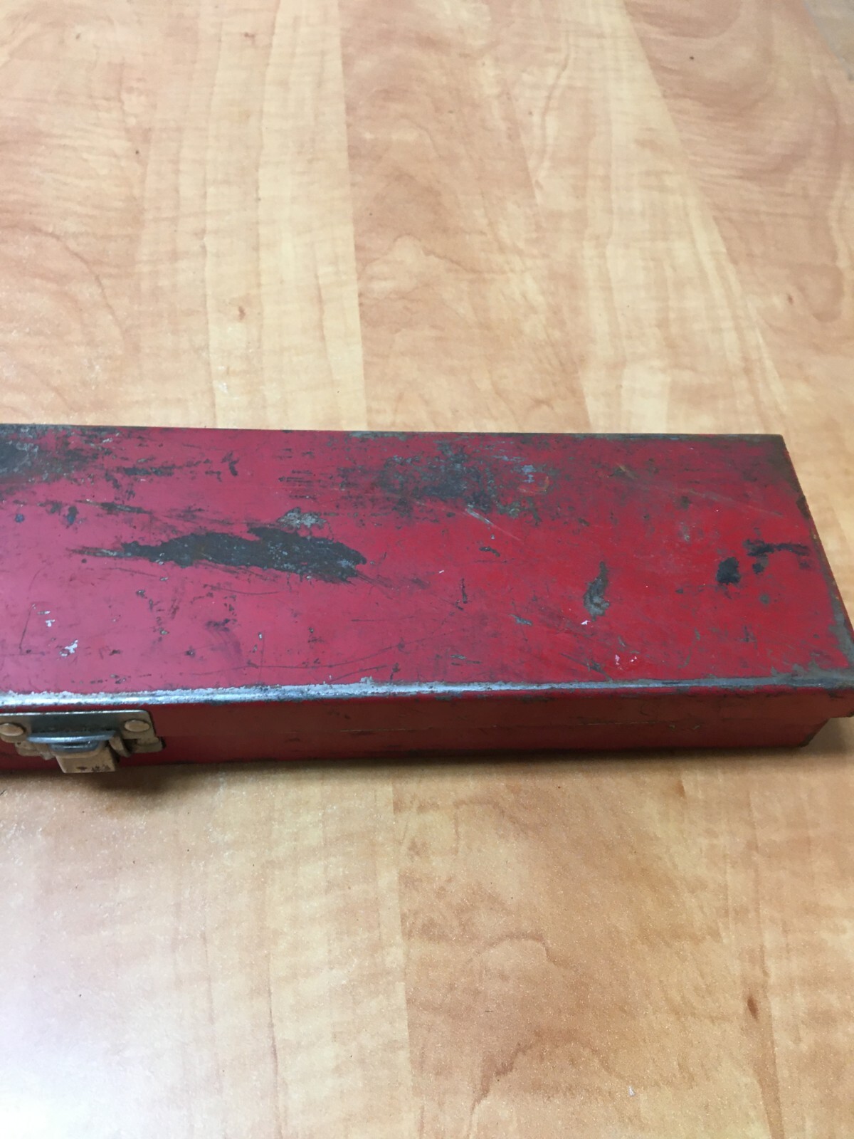 Vintage Husky Tool USA Red Metal Socket Case 15" x 3.25" x 1.5"