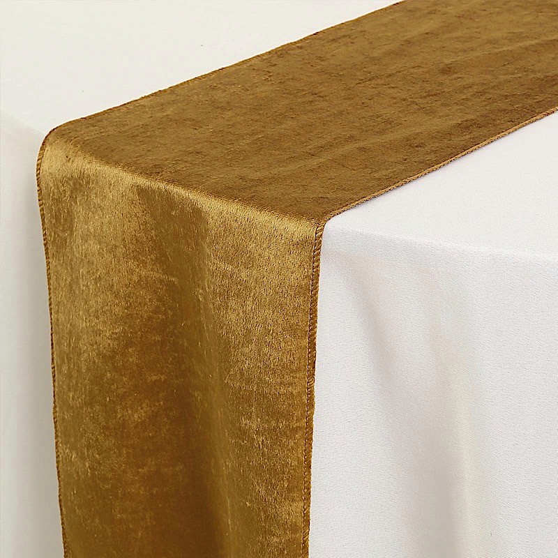 GOLD 12x107" Premium Velvet Table Runner Wedding Reception Linens Decorations