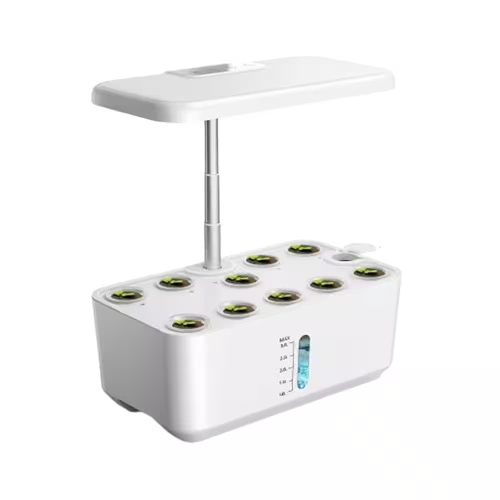 10-Pod Indoor Plastic Hydroponics Growing System with LED Grow Light, Adjustable