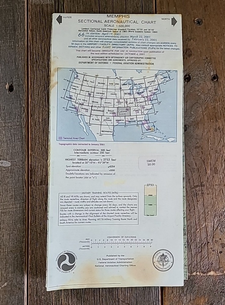 Memphis Sectional Aeronautical Chart 66th Edition 2001