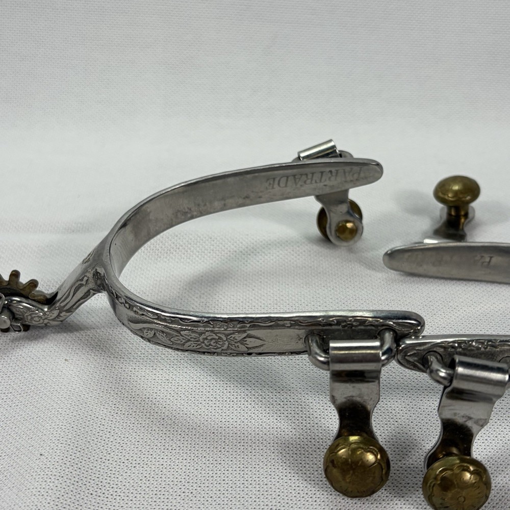 Partrade Metalab Leaf Engraved Silver Western Spurs