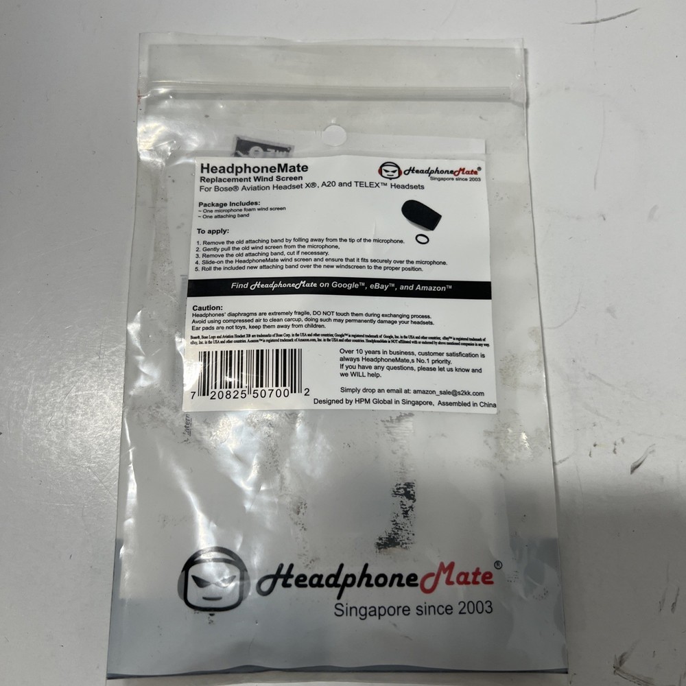 HeadphoneMate Microphone Wind Screen Foam for Bose Aviation Headset X  A10 A20