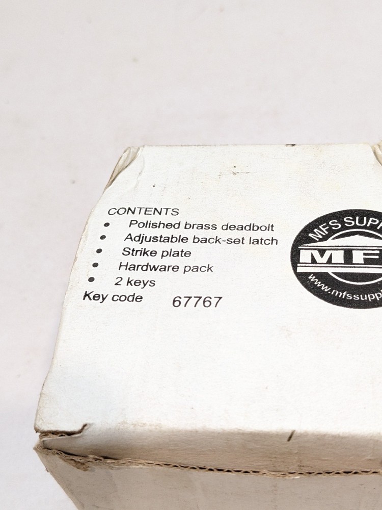 MFS Supply Polished Brass Single Cylinder Deadbolt Adjustable Backset