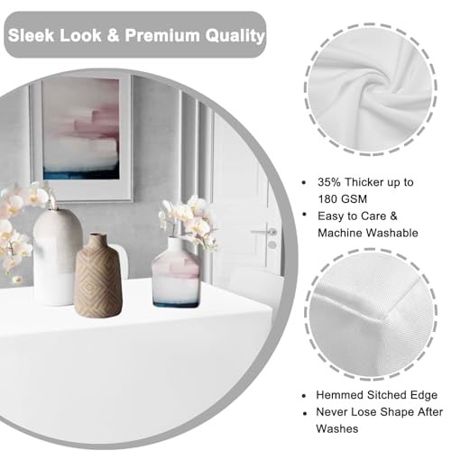 Fitted Tablecloth, 4 Pack Table Clothes for 6 FT Rectangle 6 FT |4 PCS White
