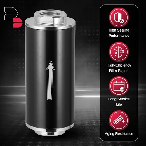 100 Micron Inline Fuel Filter with Bracket Clamp, 6AN 8AN Silver With Bracket