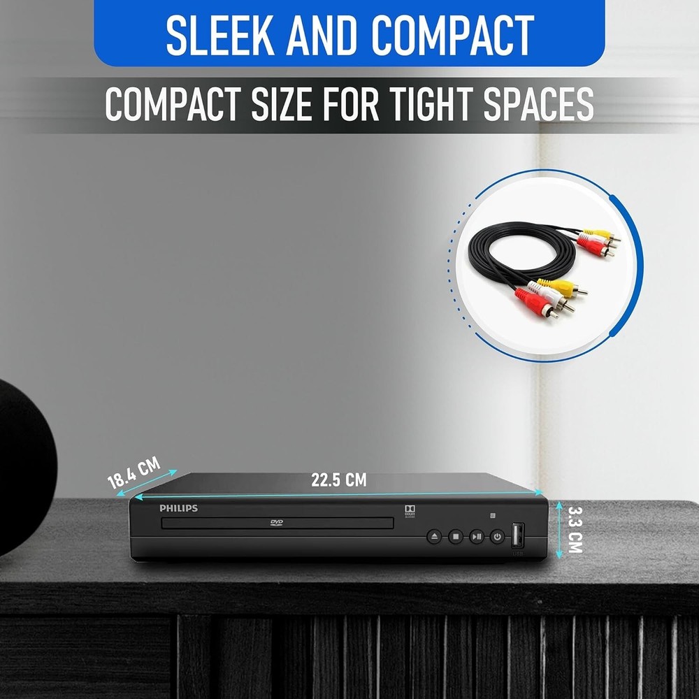 Philips DVD Player for Smart TV. Compatible with CD, DVD, MP3 + Remote Control
