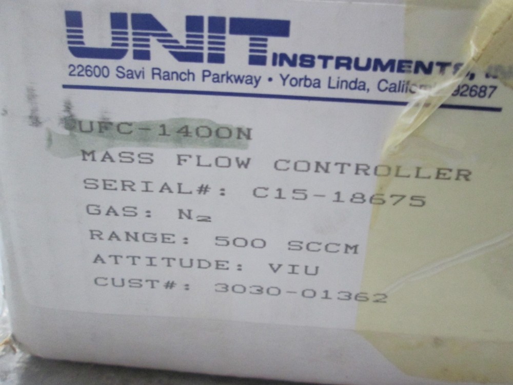 Unit, UFC-1400N, Mass Flow Controller, N2, 500 SCCM, New