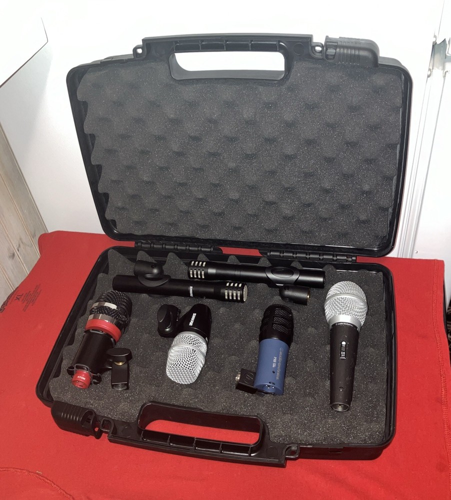 Microphone Case Hard Shell Padded Locking Travel Mic Set Storage Hardshell Case