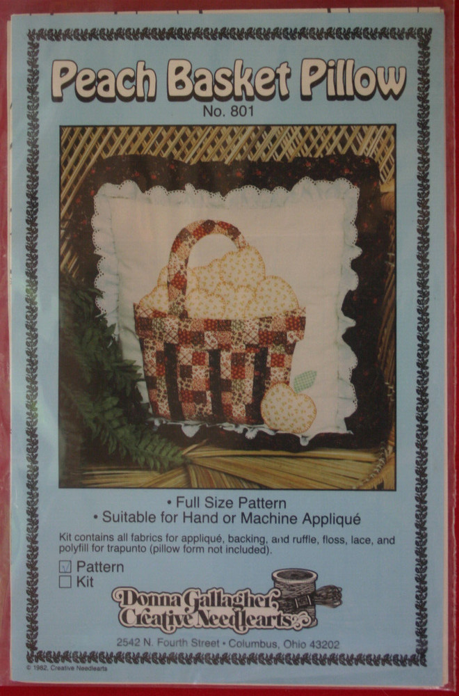 Creative NeedleArts Peach Basket Pillow Pattern No 801 Pillow & Potholder FF