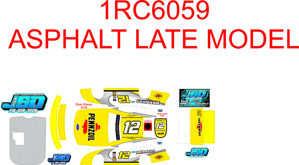 1RC ASPHALT LATE MODEL 1RC6059  WRAP Ryan Blaney 2018