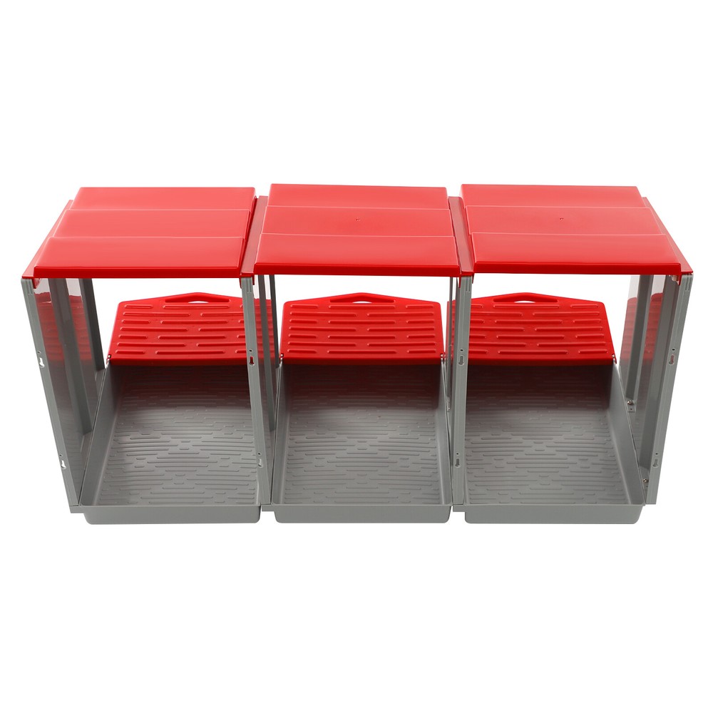 Red 3-Compartment Chicken Nesting Box Wall-mounted Rectangular Egg Collection US