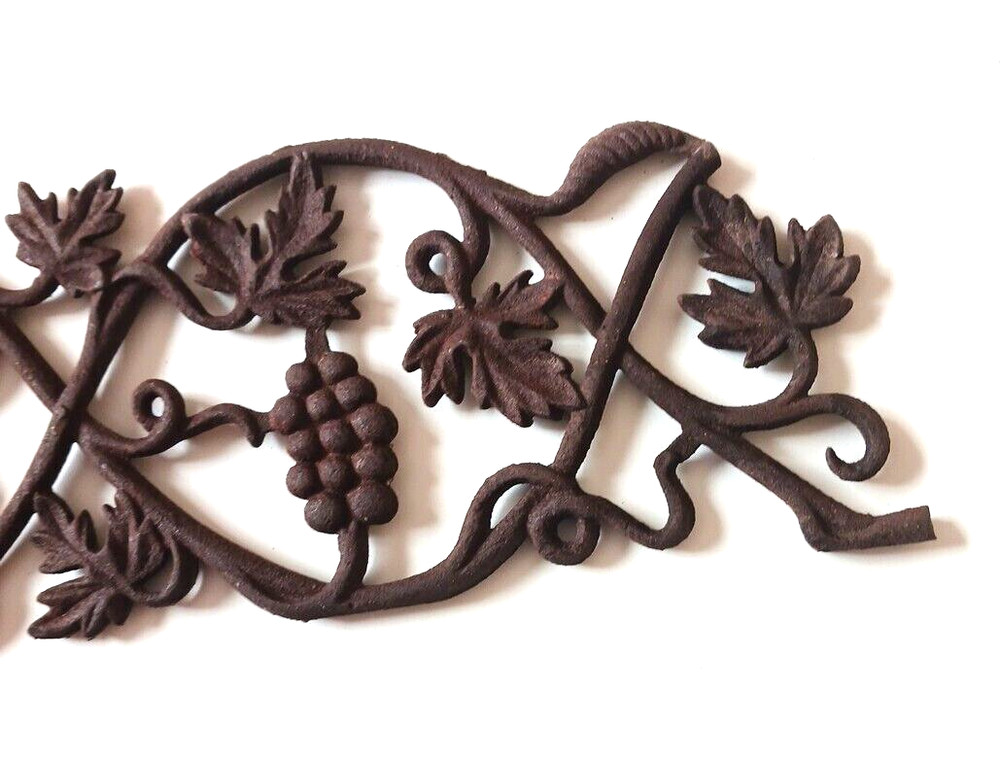 Antique Architectural Ornamental Cast Iron Panel Grape Cluster Rusty 28"