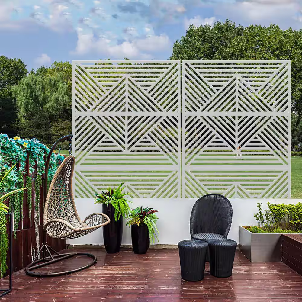 White 3-Panel Outdoor/Indoor Room Divider Privacy Screen