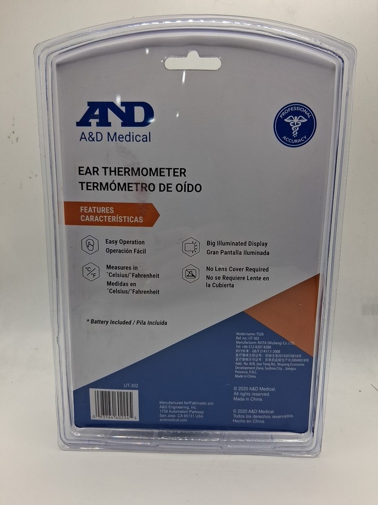 AND A&D Ear Thermometer Precise Instant Fever Indicator