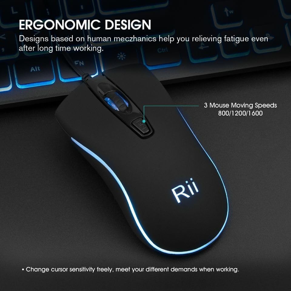 Three Colors Backlit Wired Keyboard and Mouse Combo
