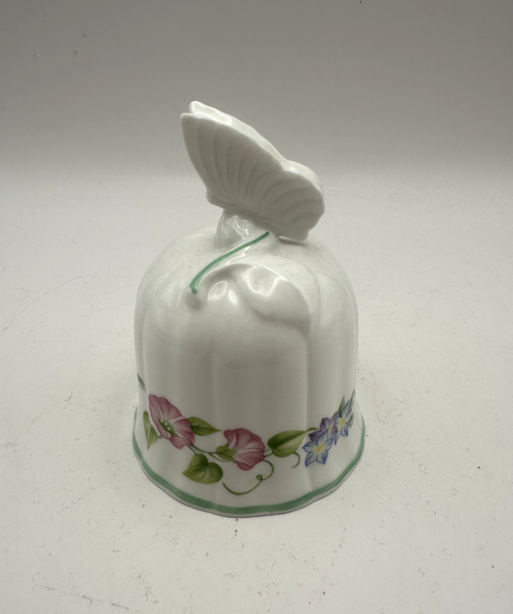 Vintage England Ceramic Bell w Butterfly Floral Royal Worcester English Garden