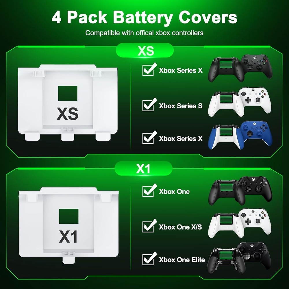 Xbox Battery Pack Rechargeable with 4 Back Covers and a USB White