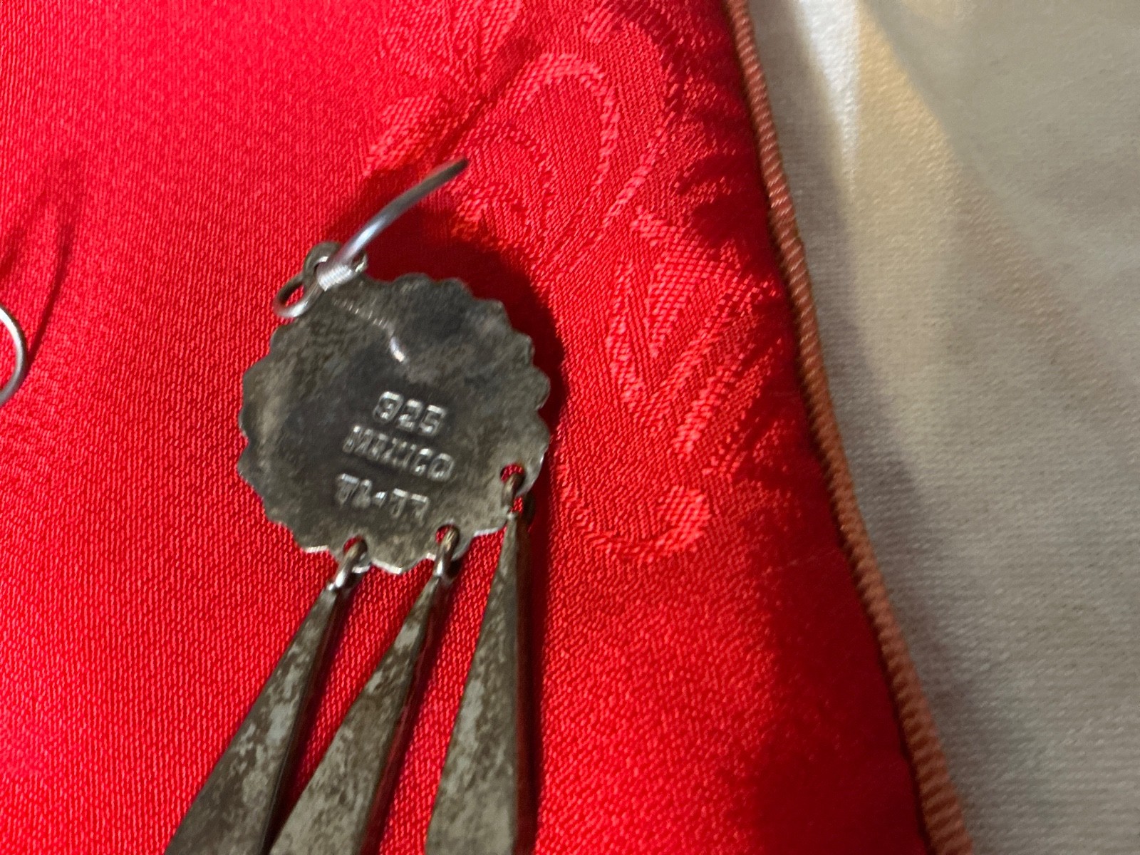 Handcrafted Inlaid Mother of Pearl & Sterling Silver Dangle Earrings