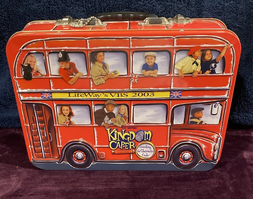 LIFEWAYS VBS 2003 KINGDOM CAPER TIN BUS EMPTY