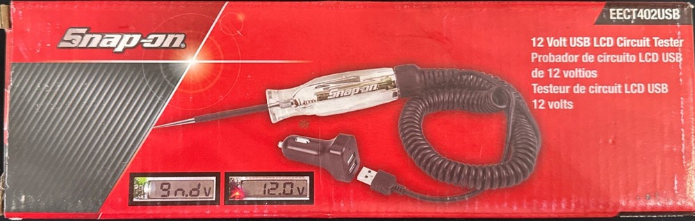 New Snap on™ EECT402USB 12 Volt Digital Display Circuit Tester with USB Plug