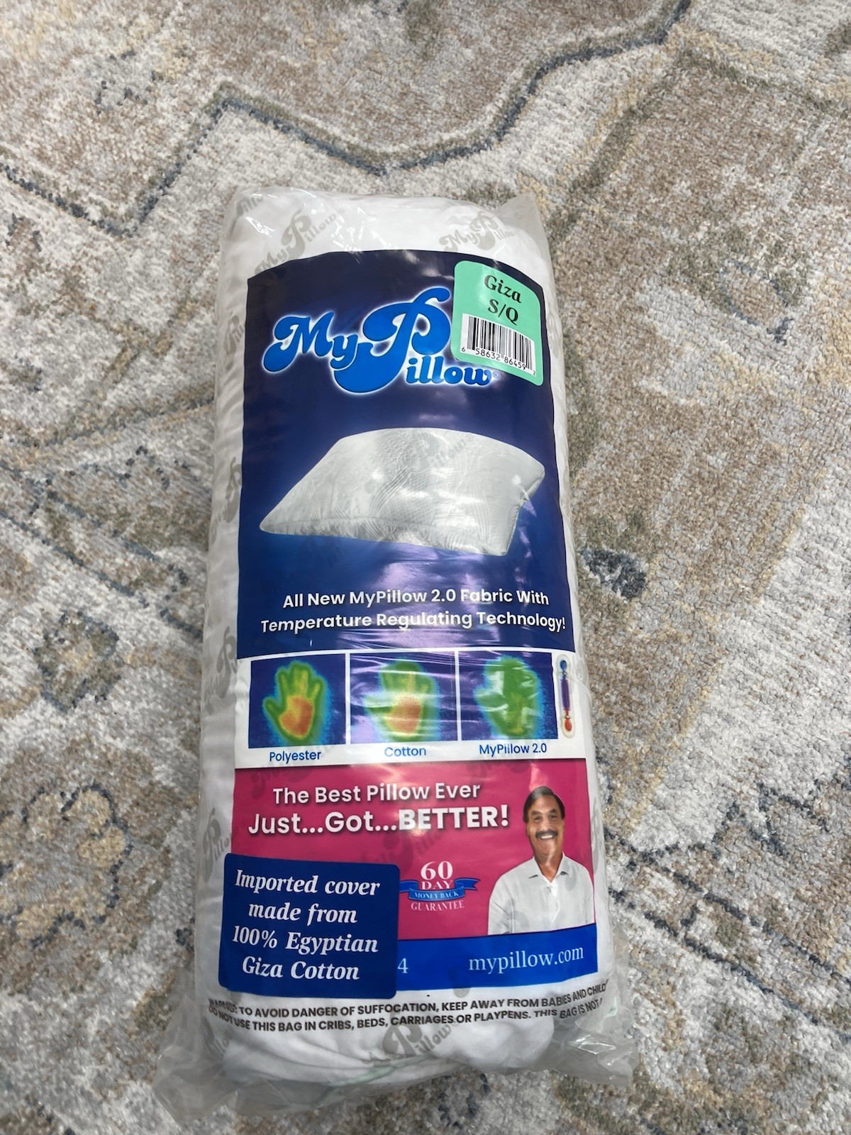 My Pillow Giza S/Q 100% Egyptian Cotton Pillow New In Packaging 6 Available