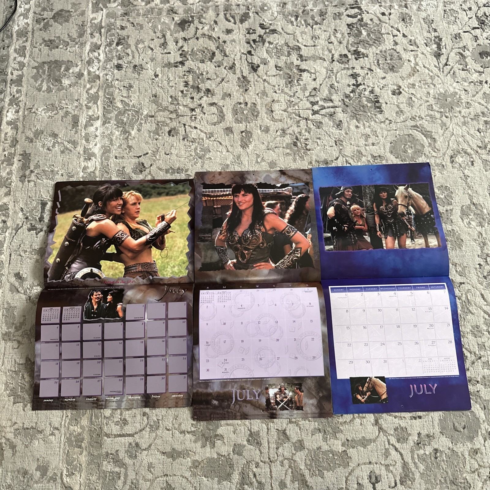 LOT X 3 - Xena Warrior Princess - Calendars 1999, 2000 and 2001 - Never used!