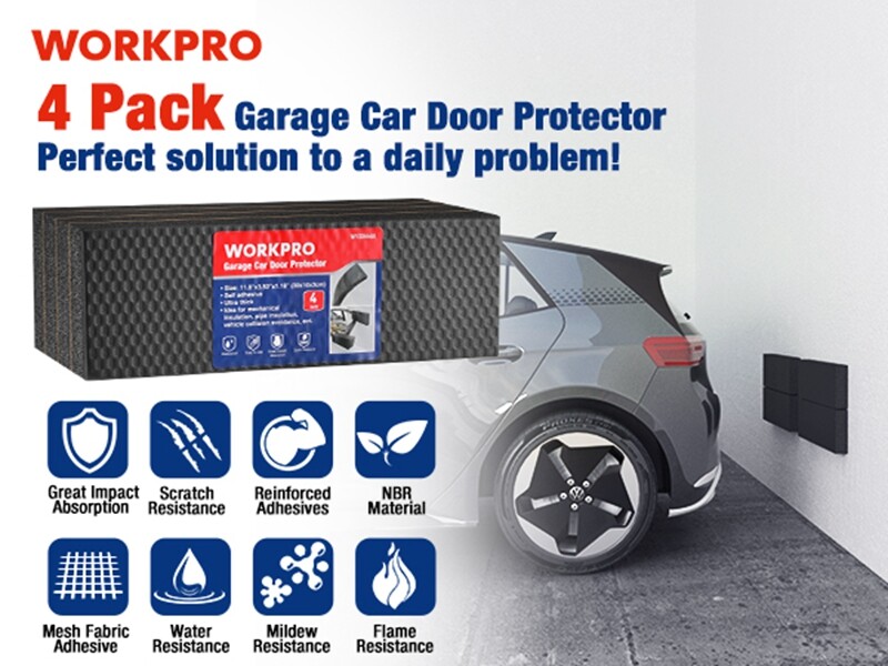 WORKPRO Garage Wall Protector 4PACK Garage Car Door Protector Foam Bumper Guards