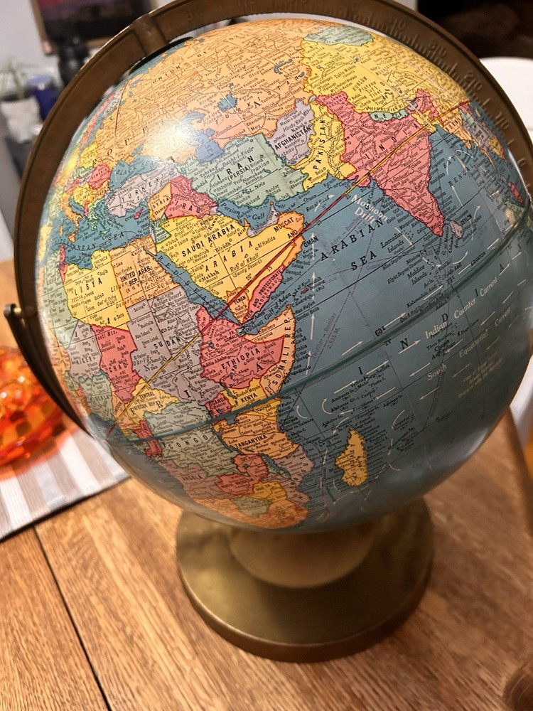 Cram's Imperial World Globe 12” Vintage with Stand EUC