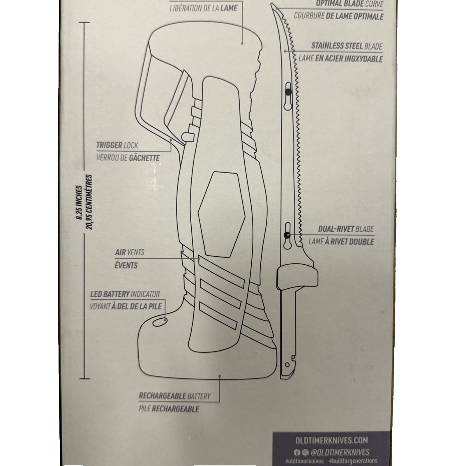 Old Timer Fillet Knife, Rechargeable Lithium Ion, Fixed Blade, 8 inch 1140756