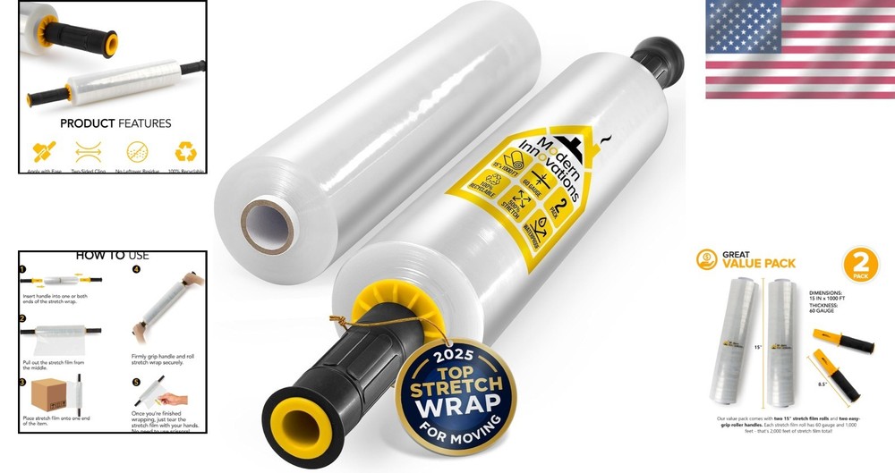 Moving & Packing Supplies - 15" Stretch Wrap 2 Rolls