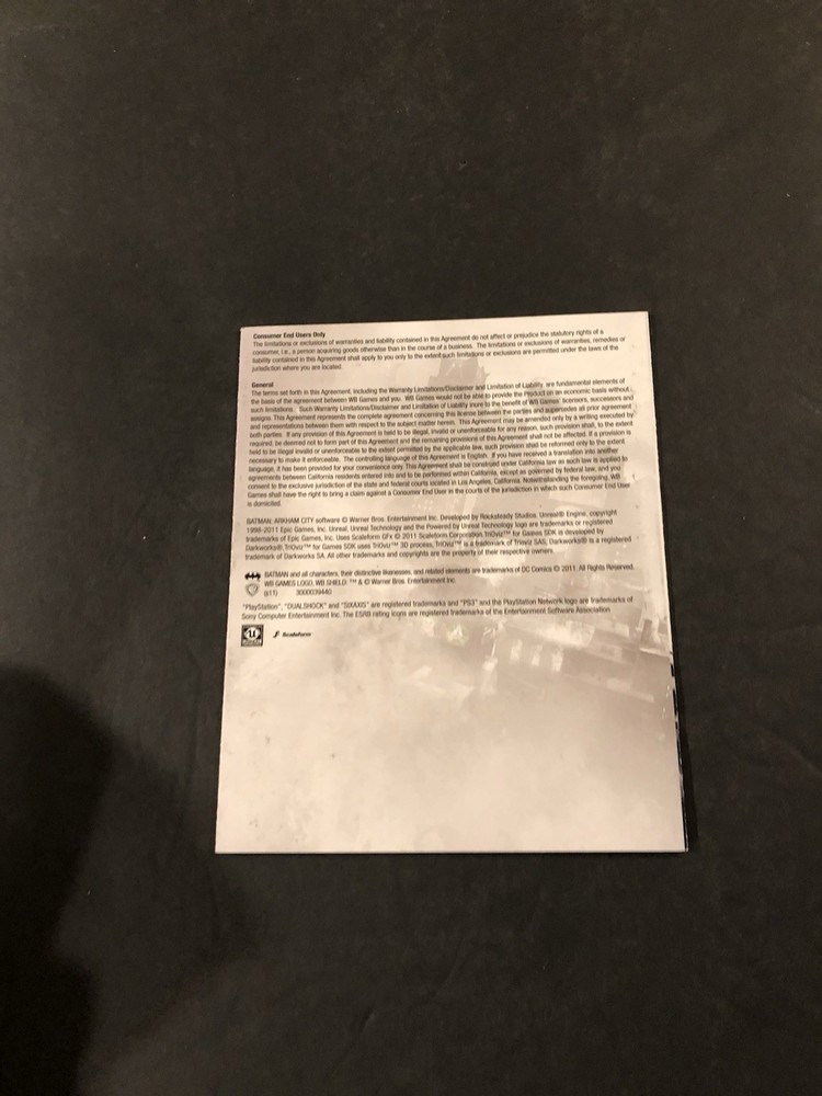 batman arkham city ps3 Manual only