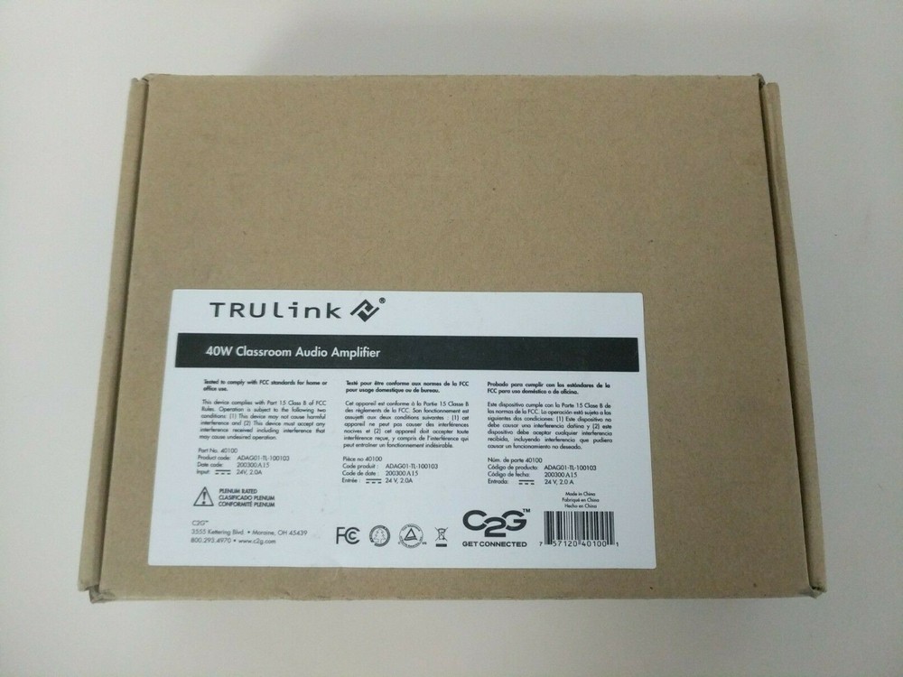 TruLink 40100 40W Classroom Audio Amplifier