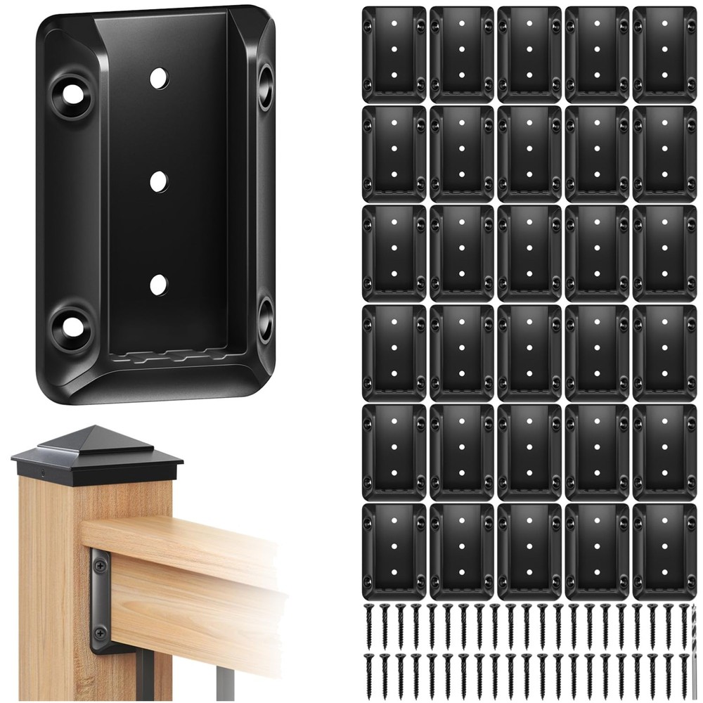 30 Durable Nylon Deck Railing Brackets for 2"x4" Wood Posts - Easy Install