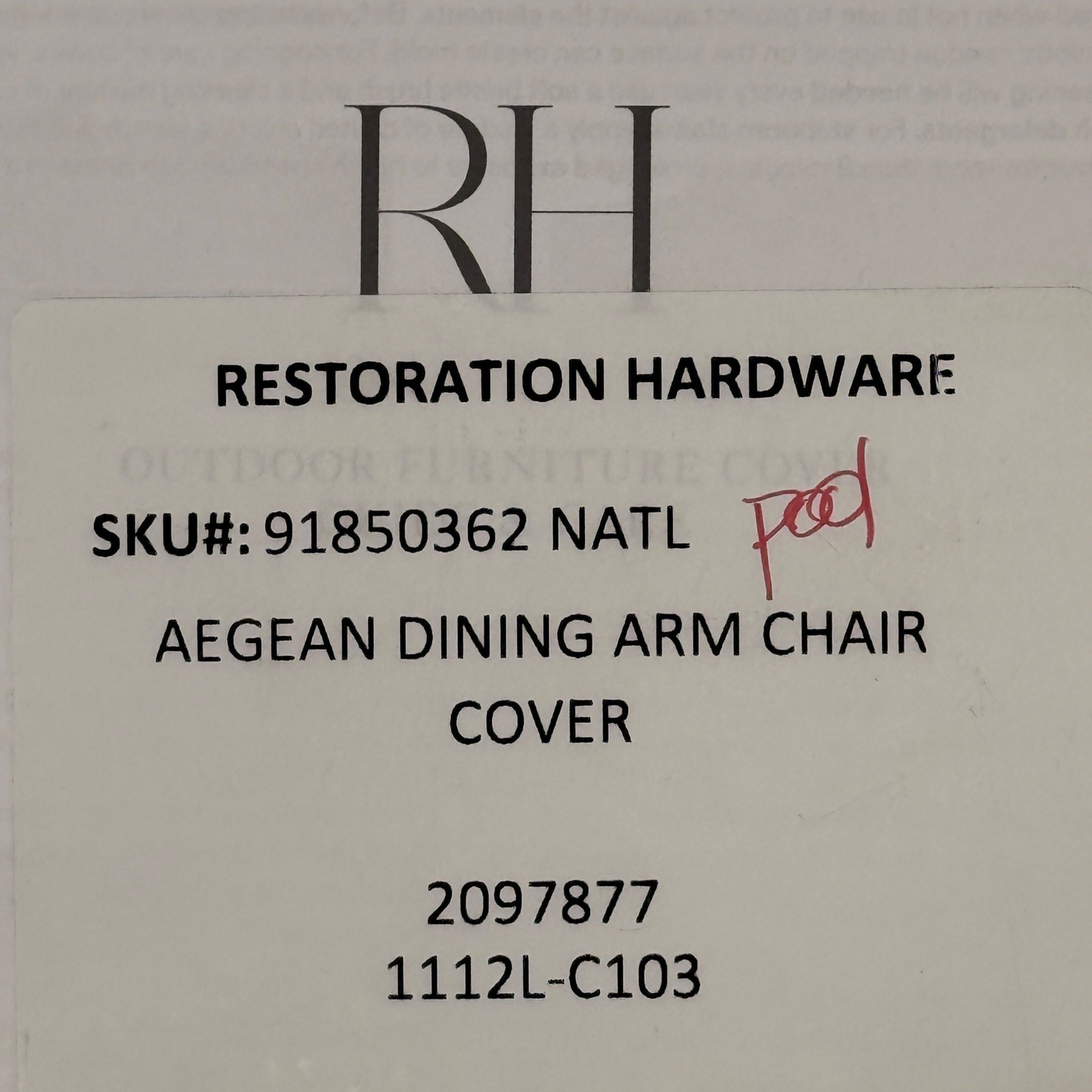 Restoration Hardware Aegean Mesh Dining Arm Chair Cover Natural