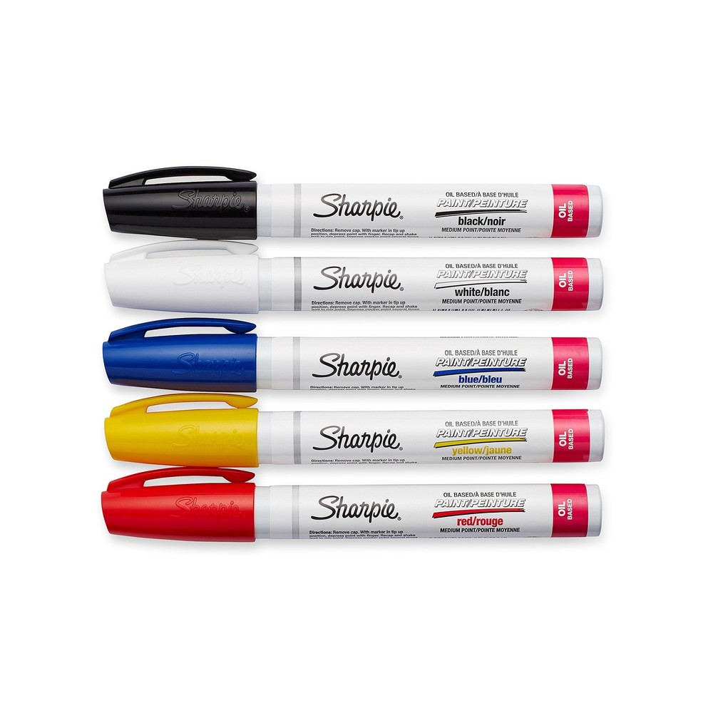 Sharpie Oil-Based Paint Markers Medium Point Assorted Colors 5 Count - Great...