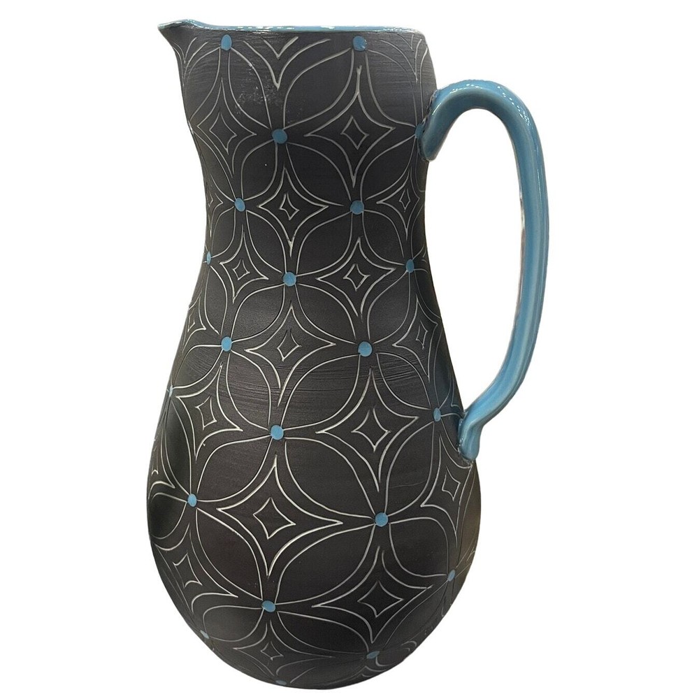 Matt Conlon MCM Pitcher Handmade Charcoal and Turquoise